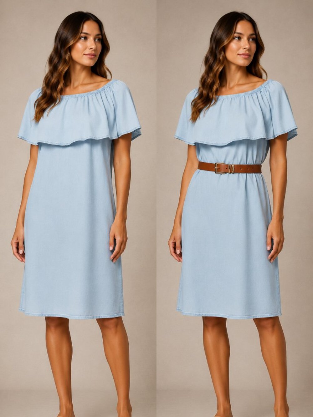 Old Navy Light Blue Tencel Lyocell Ruffle Midi Dress Small
